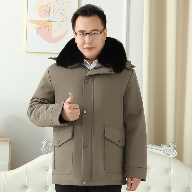真羊毛棉袄冬季中老年皮毛一体外套羊皮袄男加厚内胆棉服棉衣尼克