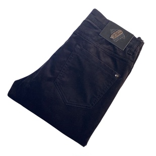 高档纯黑色平绒休闲裤男士秋冬新款百搭修身小脚裤青年潮牌长裤子