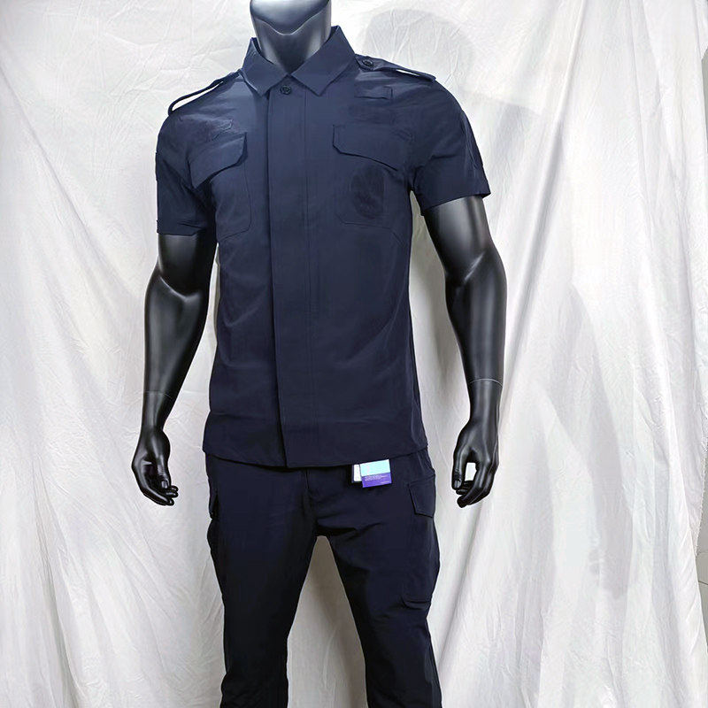 阻击者藏蓝色短袖速干衣长款黑色作训训服战术教官服弹力透气套装 - 实物图