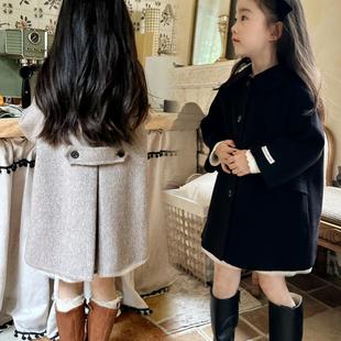 儿童春秋款高档女童双面羊绒呢大衣中小童秋冬装羊毛韩版毛呢外套