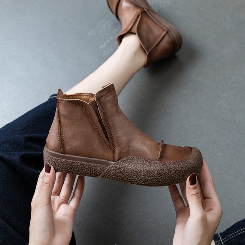 CCVV方头短靴女2022秋季新款复古