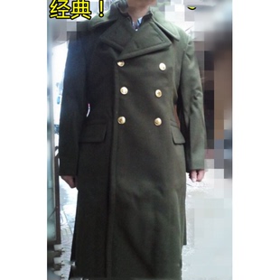 老式双排扣呢子大衣老款怀旧黄呢子大衣收藏库存泥子军绿色大衣