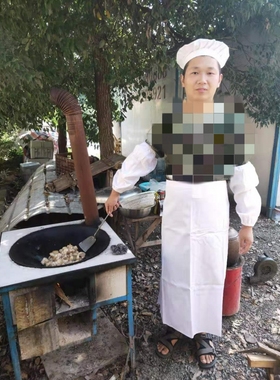 白色厨师服 10炊事服 白色炊事帽子 套袖 白色围裙 厨师服套装