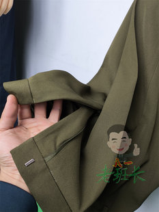 秋冬男士休闲裤裤子宽松直筒斜纹加厚黄绿色老式马裤呢裤子仿毛料