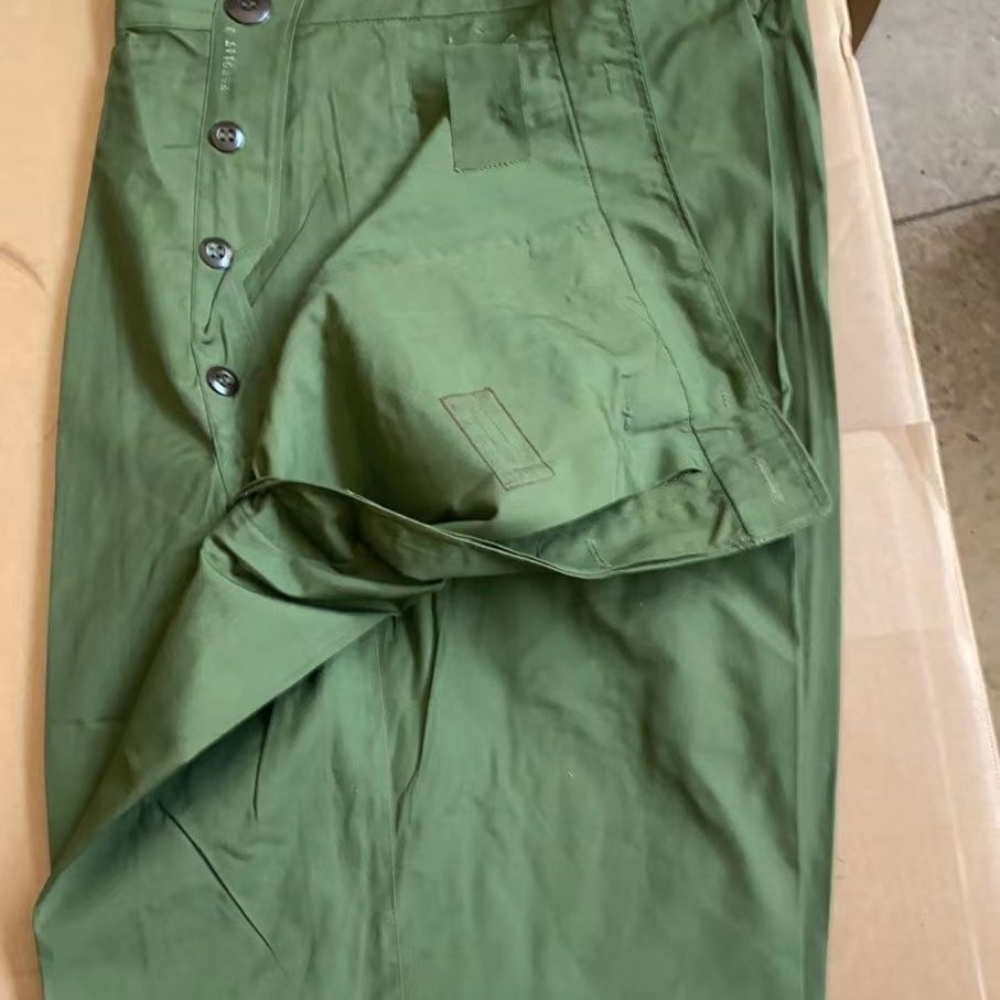 库存老式87的确良夏裤军绿色黄良