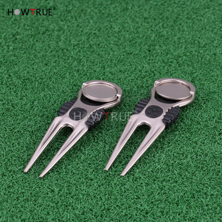 HOW TRUE高尔夫果岭叉锌合金球道修复叉马克球位标果岭草修补工具