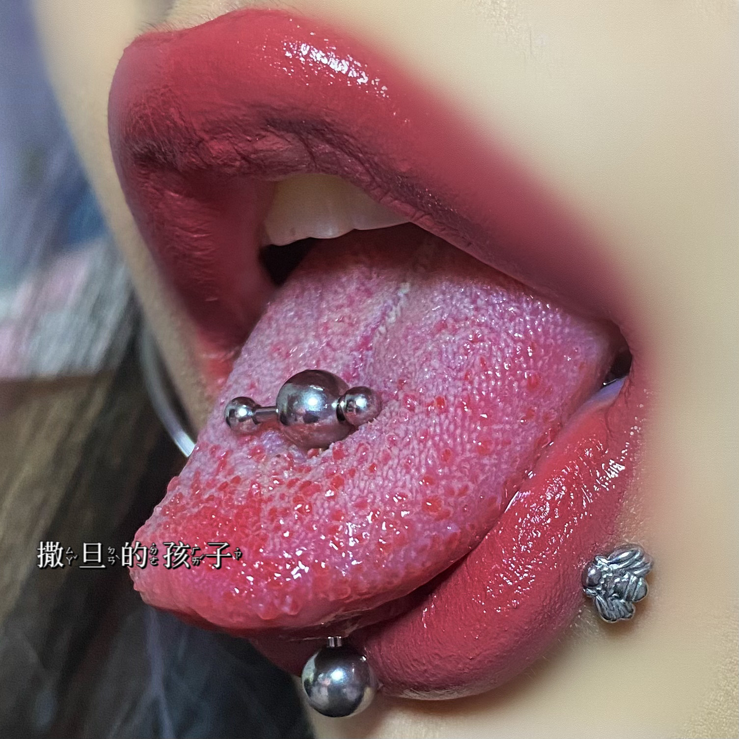 SATANS CHILD SUPER DIMENSION TONGUE NAIL DESIGN SENSE EUROPEAN AND AMERICAN TONGUE RING TONGUE NAIL TITANIUM STEEL HOTTIE PIERCING JEWELRY