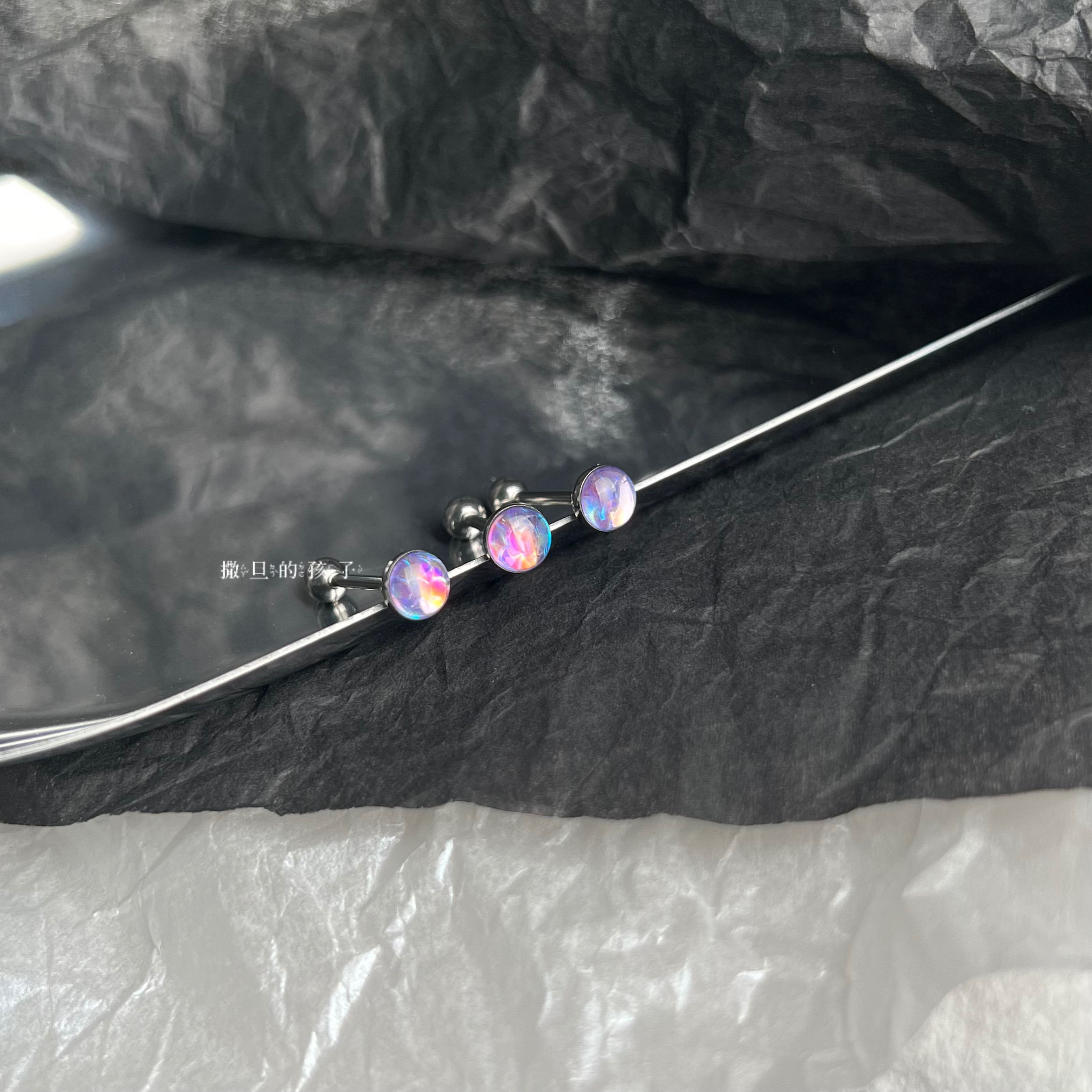 SATANS CHILD SPARKLING COMES A SHINY BUFF TONGUE STUD BABES TITANIUM TONGUE RING PIERCING JEWELRY