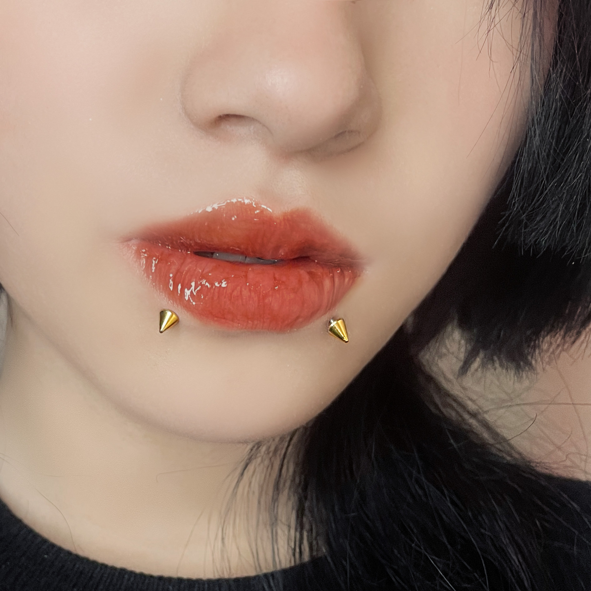SATANS CHILD ANOTHER GOD STUD LIP STUD HOT GIRL DESIGN PUNK DIMPLE STUD EAR BONE STUD STUD EAR STUD PIERCING