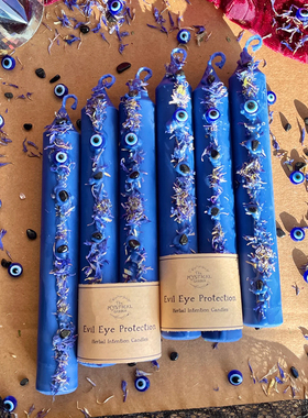 Wu.wu原创手工细杆蜡烛 蓝色草本植物蜡烛杆蜡