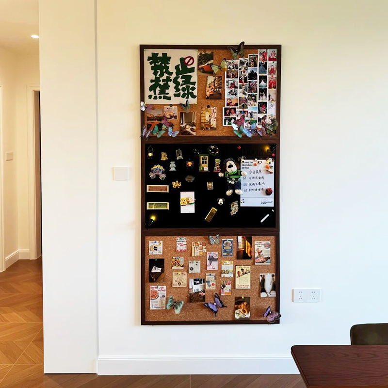 黑板软木板组合磁吸照片墙