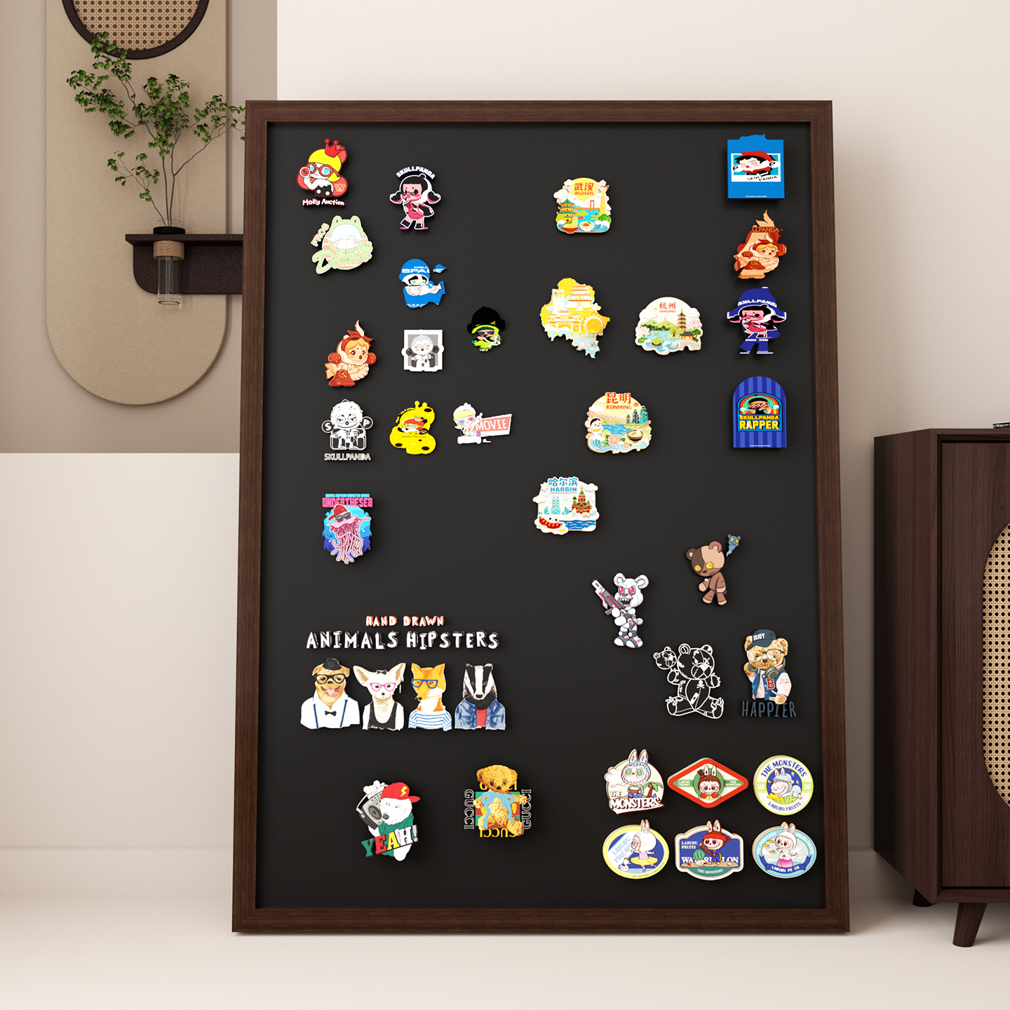 白板可擦写木边框磁吸小黑板