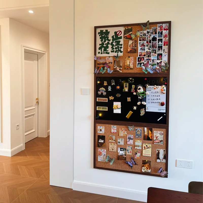 黑板软木板组合磁吸照片墙