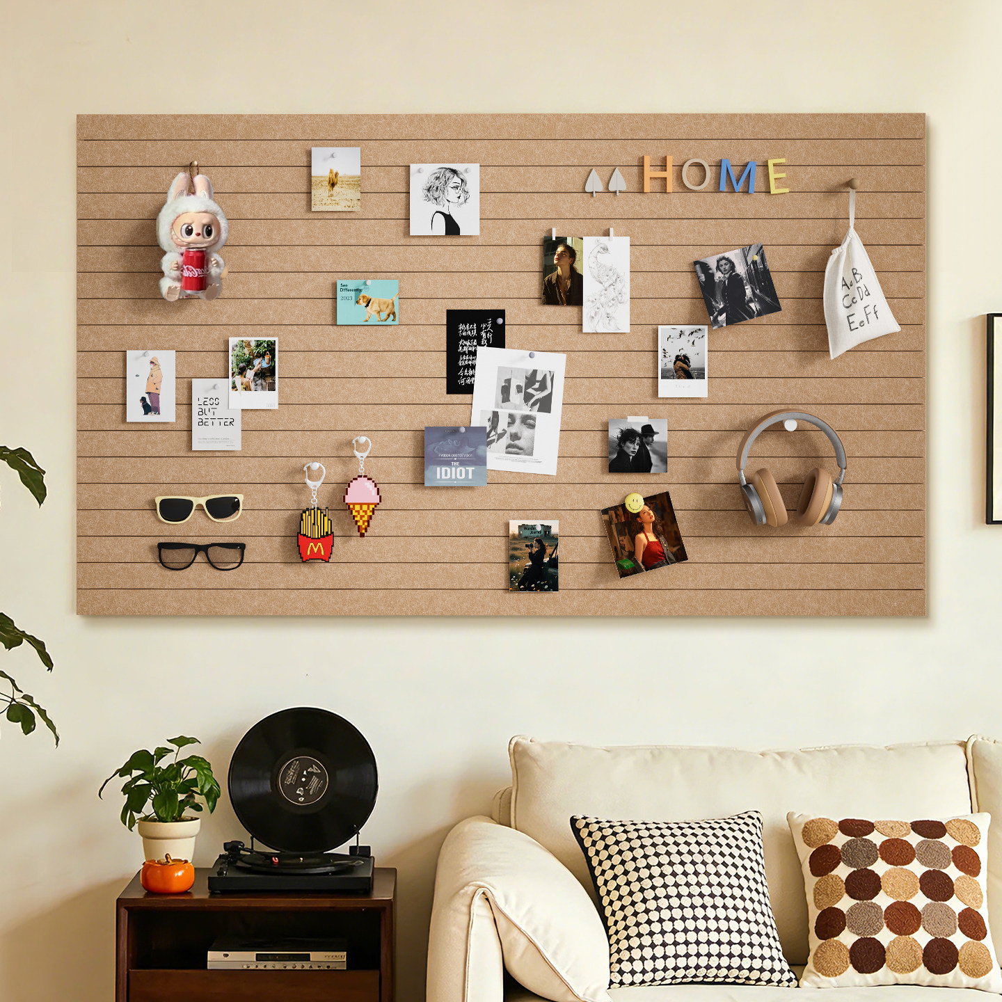 毛毡墙贴照片墙背景板挂墙面上软木板展示板拼豆毛粘板自粘房间装饰板