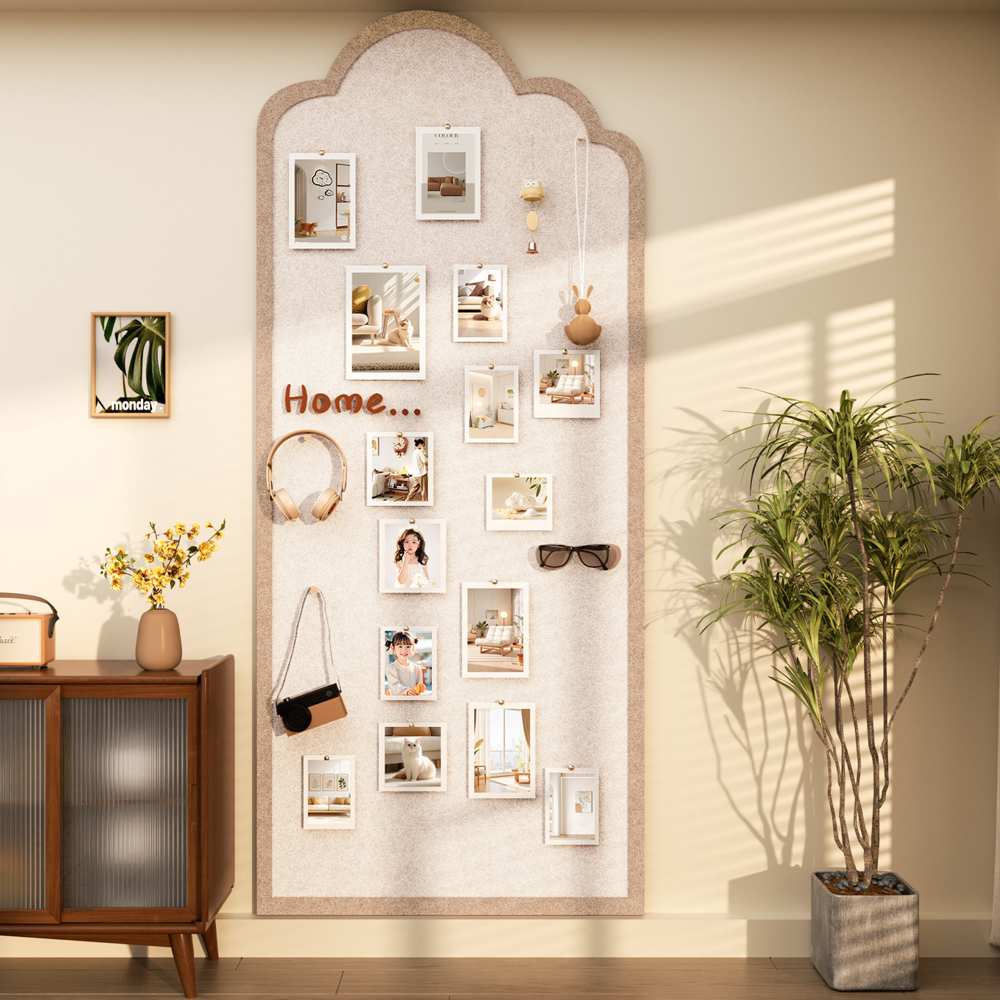 毛毡板照片墙客厅卧室墙面贴玄关置物自粘软木板拼豆羊毛毡DIY背景