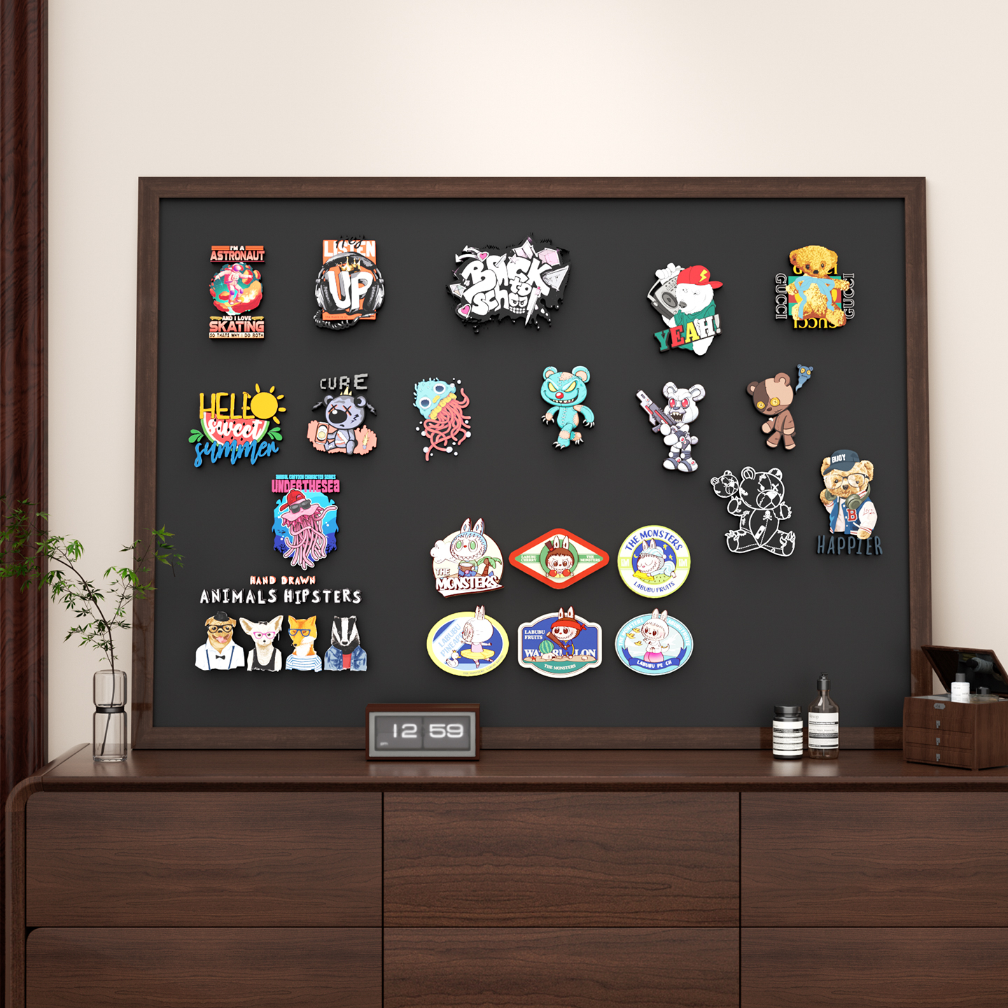 白板可擦写木边框磁吸小黑板