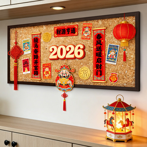 【2026新年】软木板实木边展示板