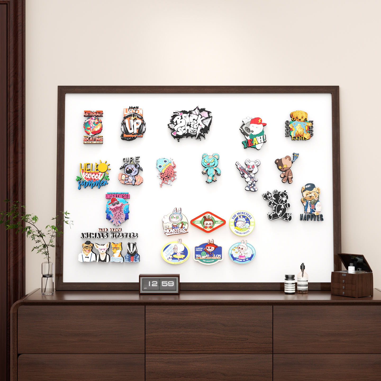 白板可擦写木边框磁吸小黑板