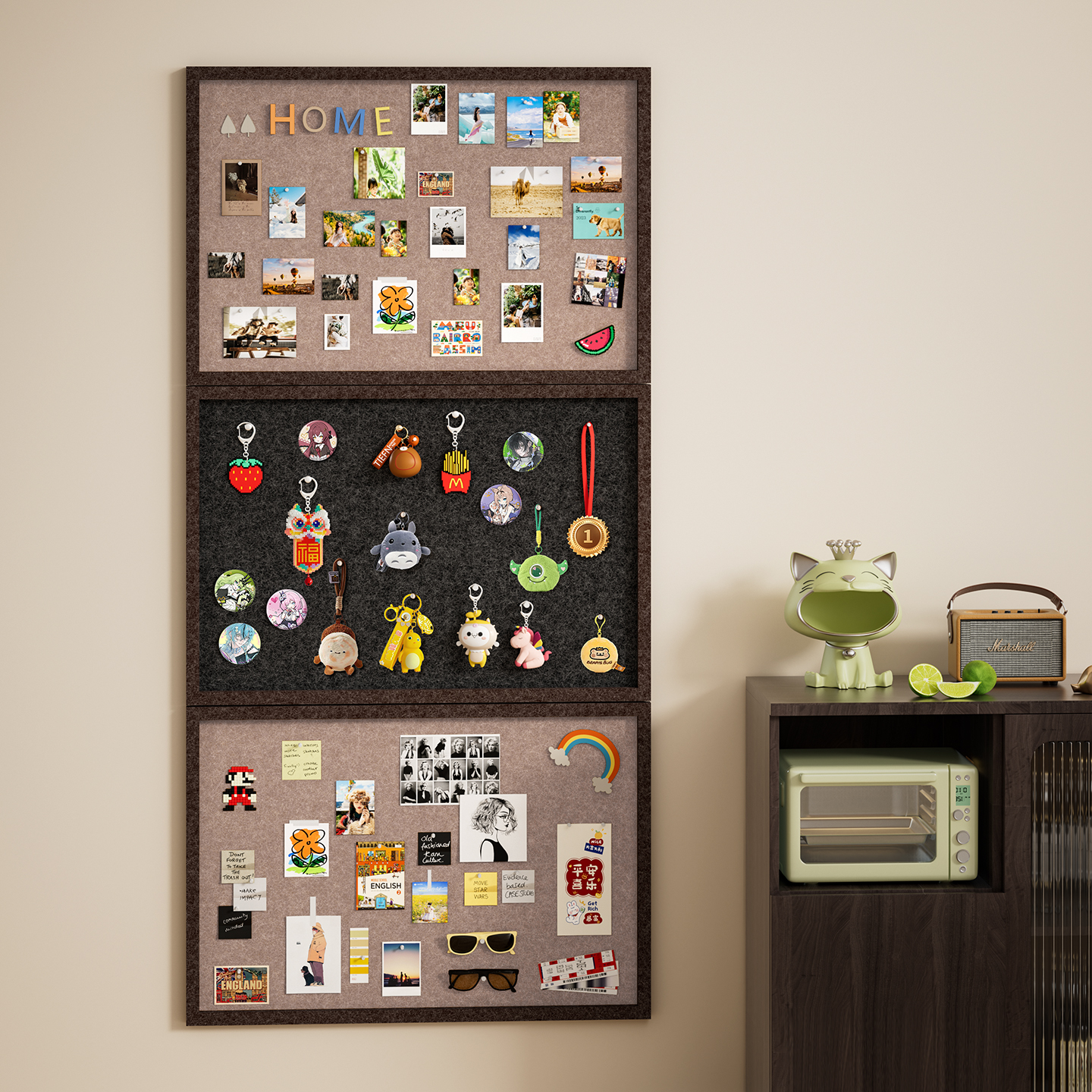 软木板照片墙背景板毛毡板相片照片展示墙diy装饰拍立得创意墙面展示板高级感客厅组合相框毛毡墙贴免打孔