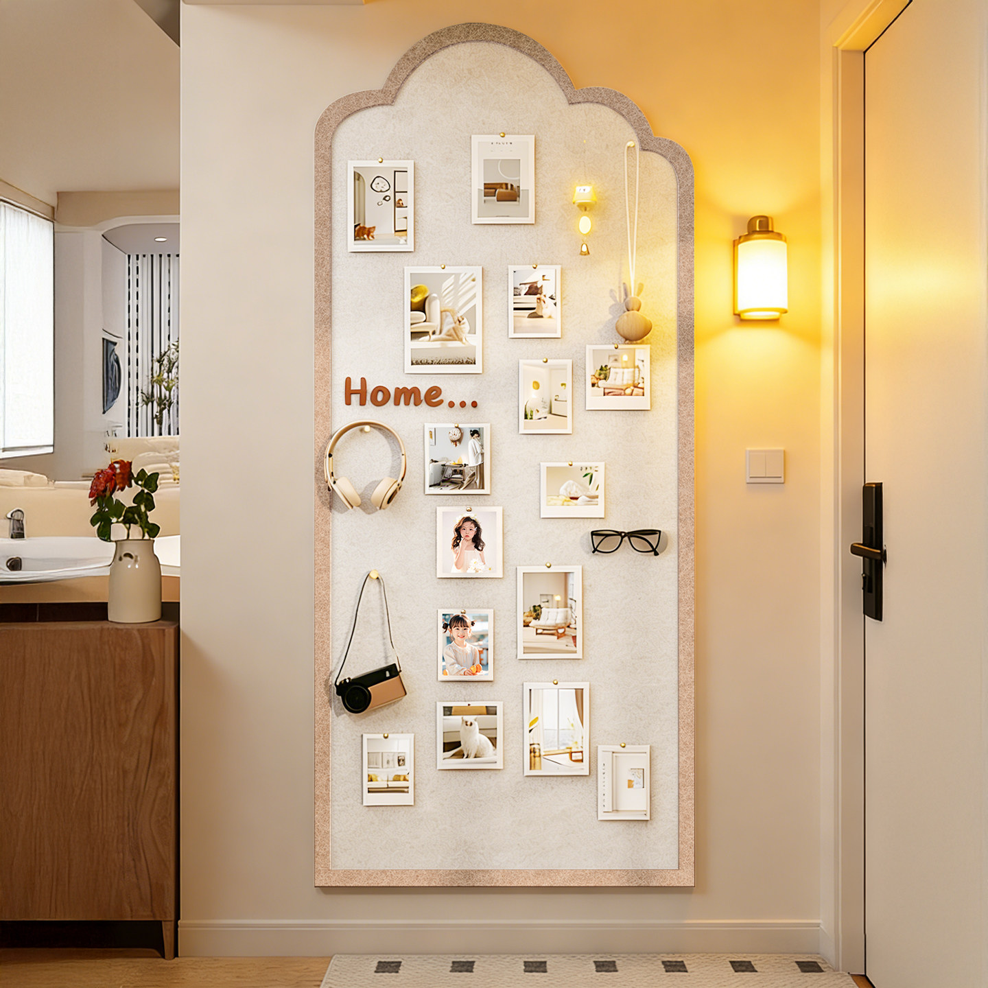 毛毡板照片墙客厅卧室墙面贴玄关置物自粘软木板拼豆羊毛毡DIY背景