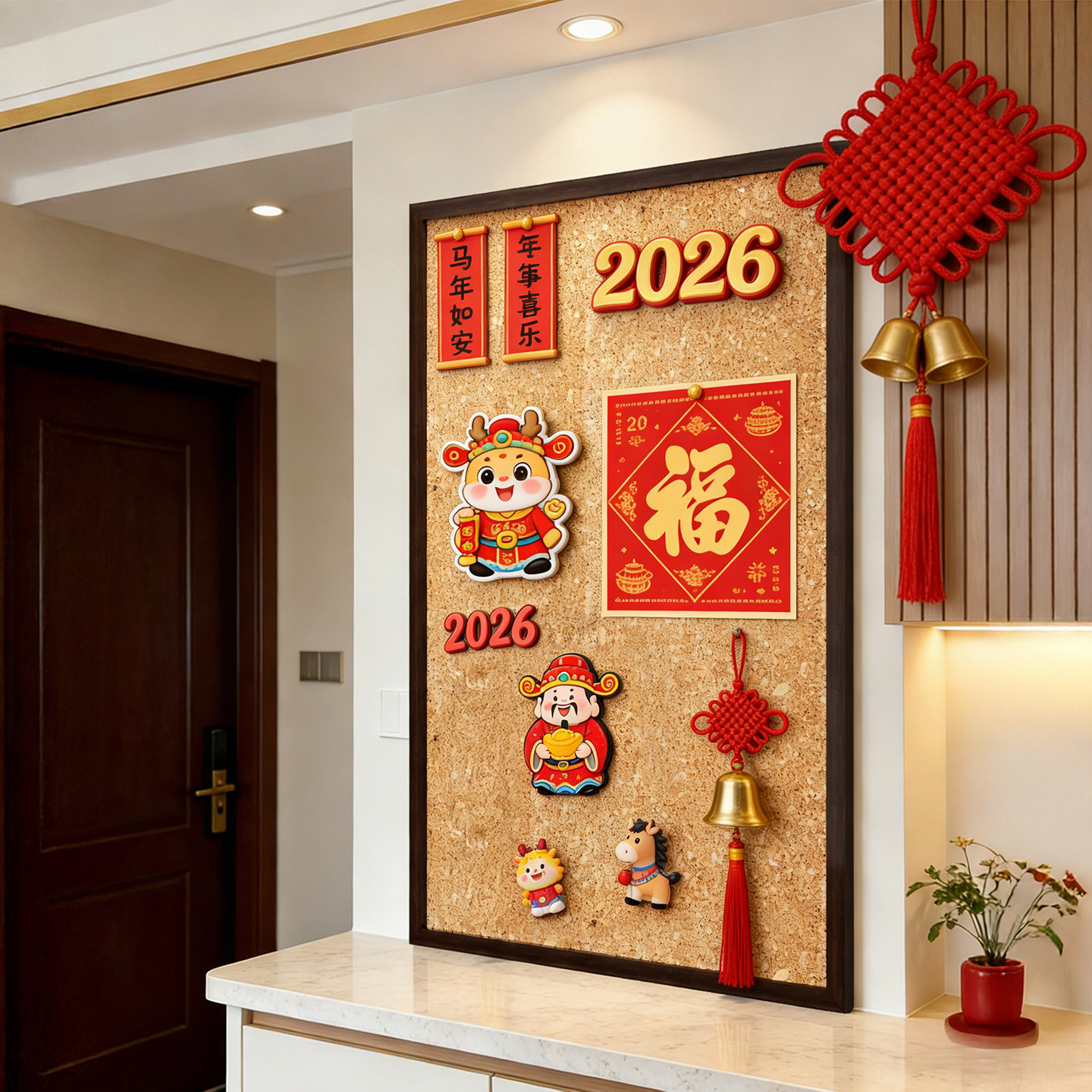 木纹框碎花软木板照片墙挂式ins风展示框家用幼儿园背景店铺宣传栏相片打卡2026定制装饰板留言板水松图钉板