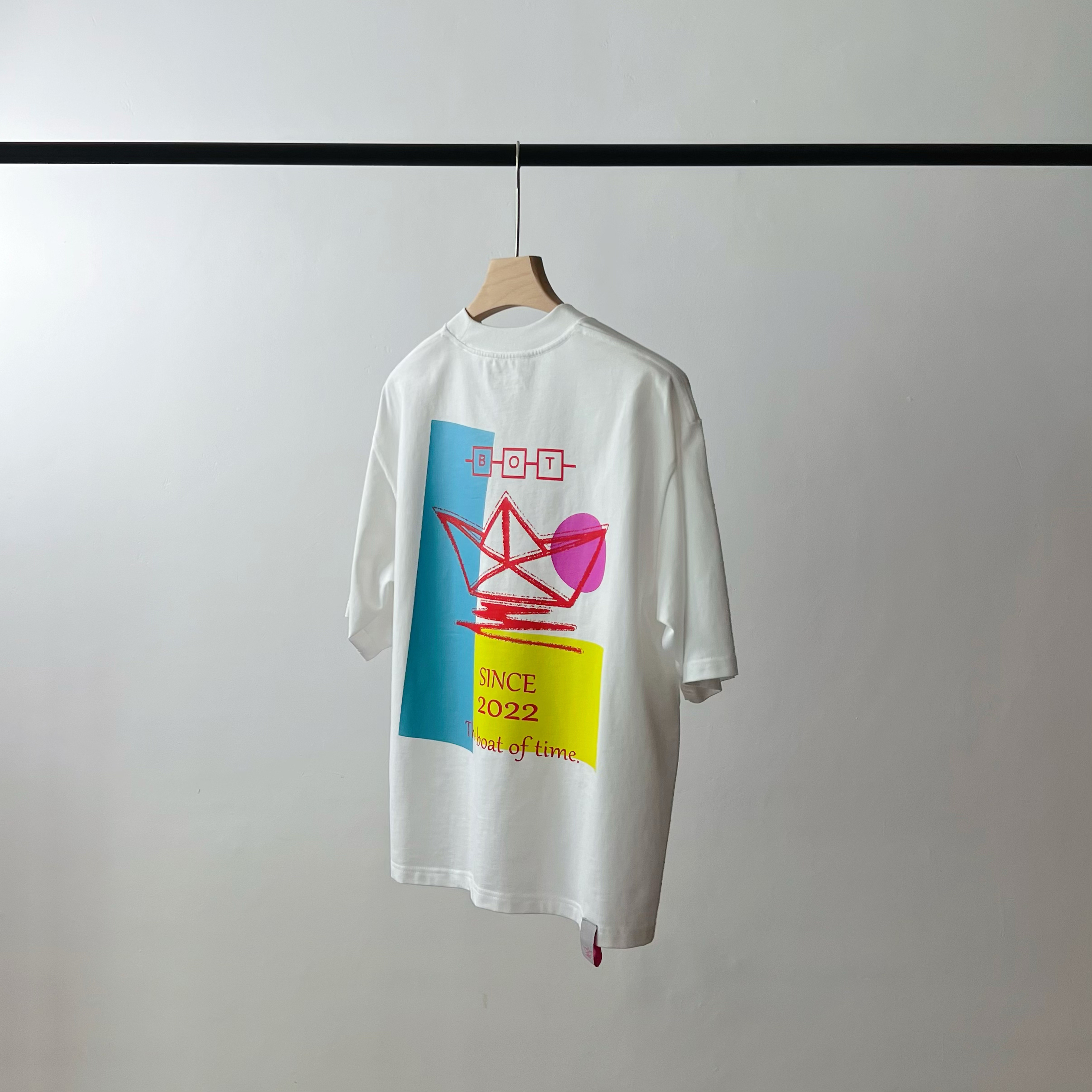 BOAT日系印花短袖T恤男短袖宽松棉短袖summer colore printed tee