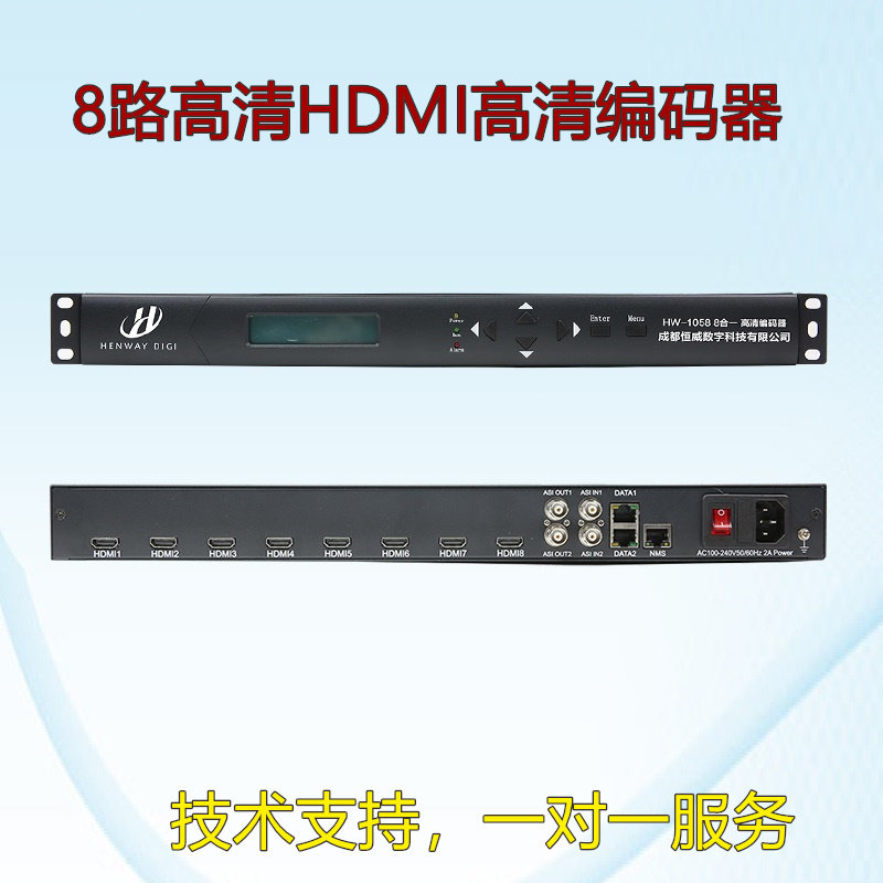 恒威高清8路HDMI编码器ASI带复用IP输出有线电视IPTV系统自建节目