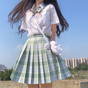 雪松格裙jk制服夏正版原创套装全套夏季少女学生百褶格裙微微菲jk