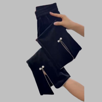 2025年秋冬新中式修身黑色休闲裤