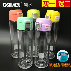 清水玻璃杯单层带滤网泡茶水晶杯便携车载旅行茶杯子弹盖直饮水杯