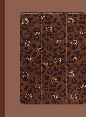 复古豹纹KT猫2021/20/19新款ipad适用air4/3/2气囊保护套10.2/9.7寸平板2018笔槽pro11三折mini4/5苹果123壳6