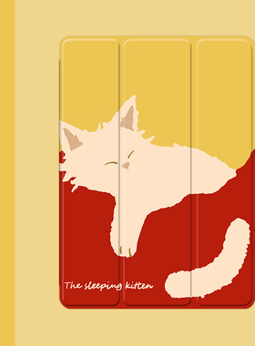 慵懒可爱小猫2021/20/19新款ipad适用air4/3/2气囊保护套10.2/9.7寸平板2018笔槽pro11三折mini4/5苹果123壳6