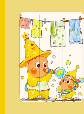 彩绘风星星人2021/20/19新款ipad适用air4/3/2气囊保护套10.2/9.7寸平板2018笔槽pro11三折mini4/5苹果123壳6