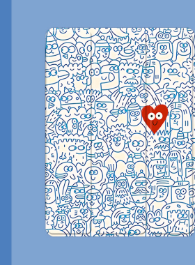 蓝色涂鸦插画2021/20/19新款ipad适用air4/3/2气囊保护套10.2/9.7寸平板2018笔槽pro11三折mini4/5苹果123壳6