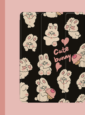 甜酷卡通兔子2021/20/19新款ipad适用air4/3/2气囊保护套10.2/9.7寸平板2018笔槽pro11三折mini4/5苹果123壳6