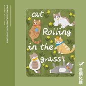 2气囊保护套10.2 19新款 草地猫咪插画2021 ipad适用air4 9.7寸平板2018笔槽pro11三折mini4 5苹果123壳6