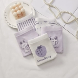 Нижнее белье, хлопковые антибактериальные милые штаны для школьников, мультяшные сиреневые японские тонкие трусы, средняя посадка, подходит для подростков