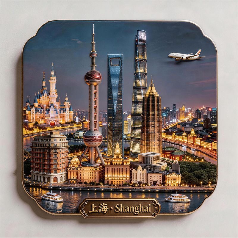 【上海】景点金属立体浮雕冰箱贴旅游纪念品文创伴手礼国潮装饰