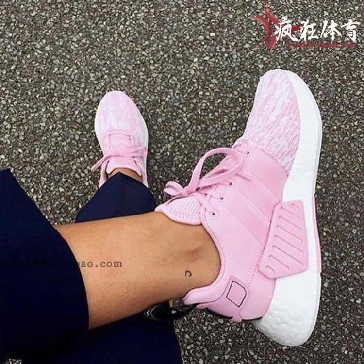 Adidas NMD R2 Boost底樱花粉BABY同款纯白波点跑鞋BY9315 BY2245