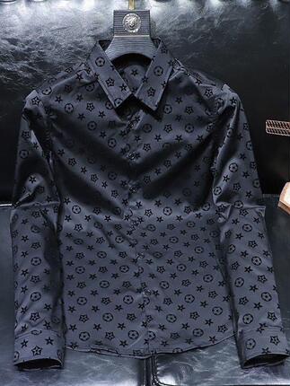 Trendy Brand New Men's Slim-Fit Shirt Jacket, Autumn Long-Sleeve Luxury Casual Versatile High-End Velvet Shirt