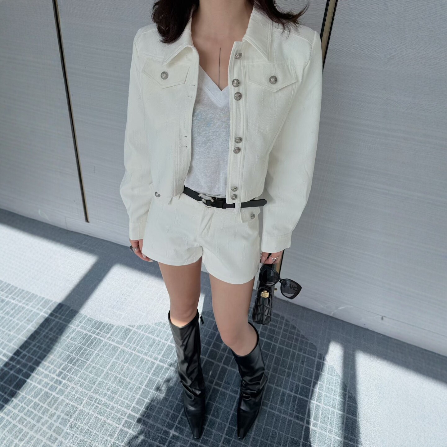 2026春季新款复古做旧百搭休闲牛仔短外套女打底休闲短裤时尚套装