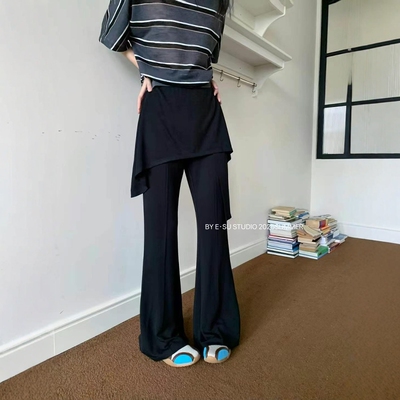 屁帘拼接修身显瘦休闲裤女夏