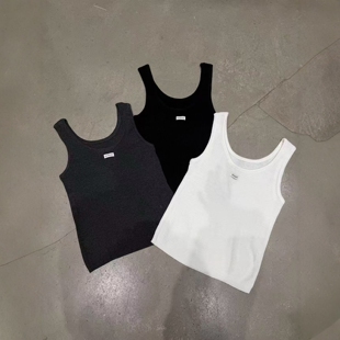 LIAN里安2026春夏新款韩版字母贴标弹力修身打底外穿吊带背心上衣