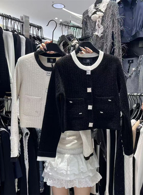 DH2025秋冬新款韩版法式小众撞色拼接单排扣小香风百搭气质短外套