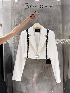 欧货2023秋装新款设计感气质西装短外套女百搭高腰包臀半身裙套装