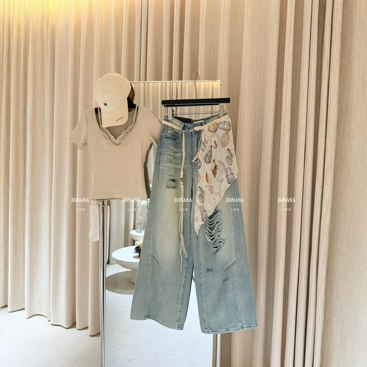 直筒拖地长裤女2026春夏新款设计感洗水复古百搭休闲破洞牛仔裤潮