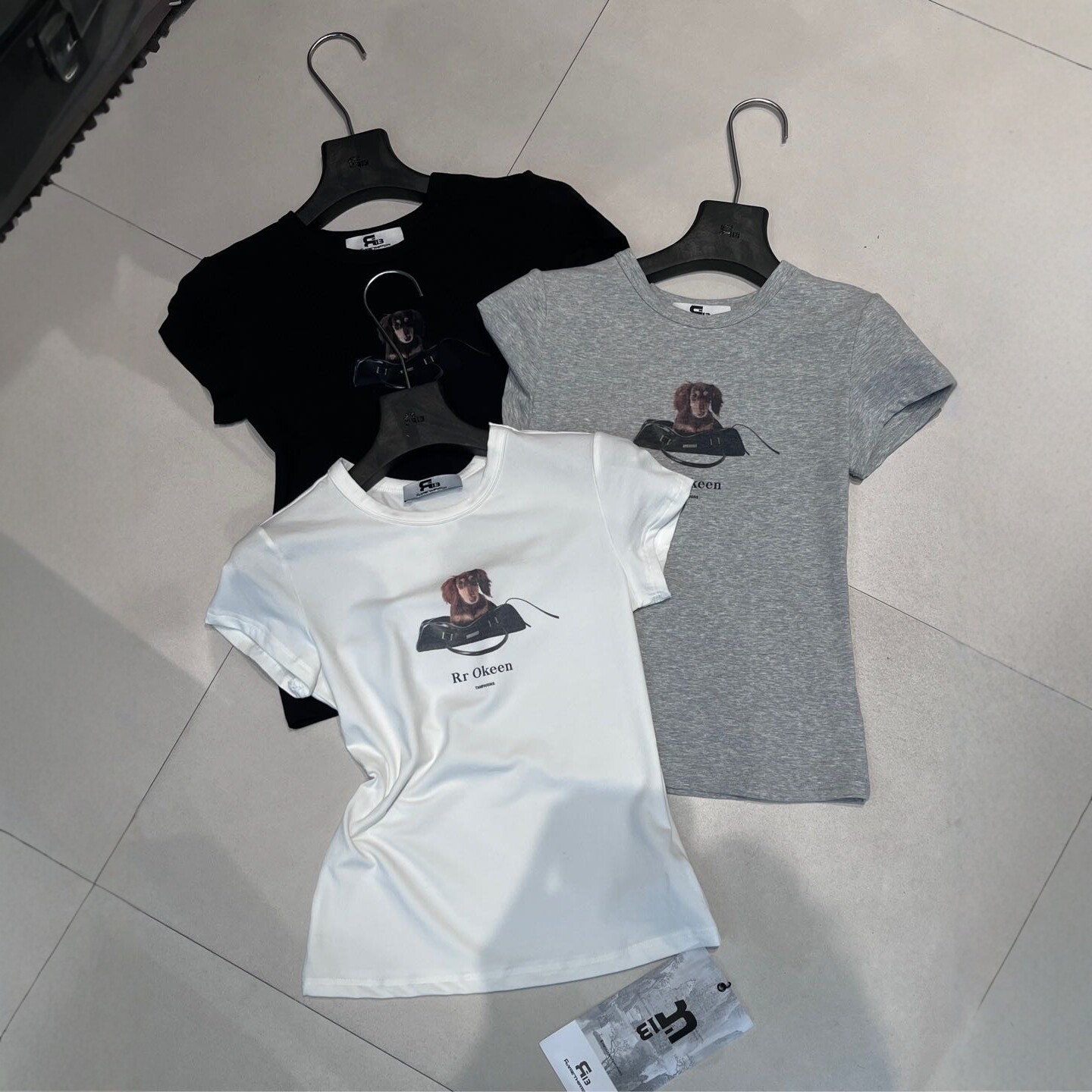 2026春夏新款韩版卡通小狗印花圆领套头修身显瘦百搭短袖T恤上衣