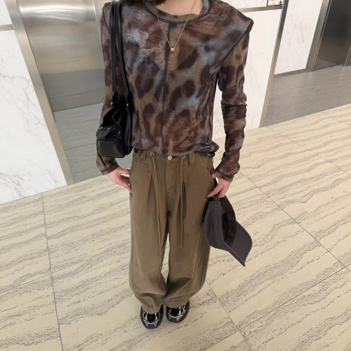 LIAN里安2026春夏新款韩版小众设计性感透视弹力网纱打底衫T恤女