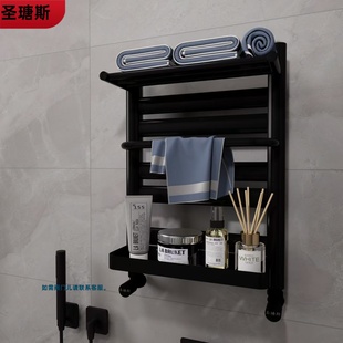 圣瑭斯钢制水暖卫生间小背篓集中供暖散热器壁挂式 浴巾架毛巾杆盒