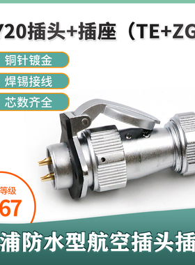 威浦防水航空插头插座WY20 2芯3-4-5-7/9芯12芯 TE翻盖母座ZG